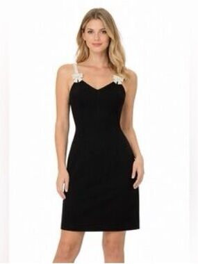 Options by Shani Vintage LBD Embellished Bow Strap Cocktail Dress Sz 6